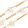 Brass Hexagonal Column Glass Seaded Beaded & Resin Round Beaded Link Chains CHC-G026-01B-1