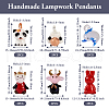 Biyun 12Pcs 6 Style Handmade Lampwork Pendants LAMP-BY0001-04-3
