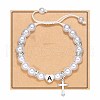 Handmade Woven Plastic imitation Pearl Braided Bead Bracelets UD0895-3-1