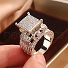 Brass Micro Pave Clear Cubic Zirconia Finger Rings FS-WG69587-08-1