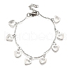 304 Stainless Steel Heart Charm Bracelets BJEW-R021-03P-4
