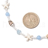 Summer Natural Dyed Aquamarine & Round White Jade & Natural Sea Shell & Shell Pearl Beaded Necklaces NJEW-JN05269-3
