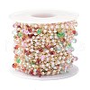 Brass & ABS Imitation Pearl & Cubic Zirconia Beaded Chain CHC-D029-28G-3