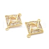 Brass Clear Cubic Zirconia Connector Charms KK-B134-28G-3