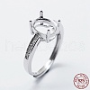 Anti-Tarnish Rhodium Plated 925 Sterling Silver Finger Ring Components STER-G027-18P-4