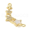 Brass Micro Pave Clear Cubic Zirconia Connector Charms KK-K298-27G-2