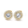 Brass Micro Pave Clear Cubic Zirconia Stud Earrings EJEW-C139-01G-4