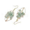 Natural Green Aventurine Chips Tree of Life Dangle Earrings EJEW-JE05730-02-4
