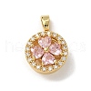 Brass Micro Pave Clear Cubic Zirconia Pendants ZIRC-D276-01G-G-1