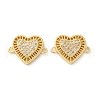 Rack Plating Brass Cubic Zirconia Heart Connector Charms KK-C084-08F-G-1