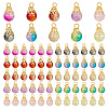 100Pcs 10 Color Spray Painted Crackle Glass Pendant PALLOY-AB00225-1