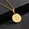 Brass Micro Pave Clear Cubic Zirconia Flat Round with Letter Pendant Necklaces FS-WG00655-04-1