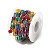 Brass Hexagonal Column Glass Seaded Beaded & Resin Round Beaded Link Chains CHC-G026-01I-3