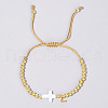Brass Round Bead Braided Bead Bracelets VB3830-12-1