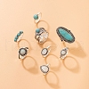 Synthetic Turquoise Finger Rings Set AJEW-PW0005-01C-4