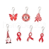 7Pcs 7 Styles Awareness Ribbon Theme Alloy Enamel Pendant Decorations HJEW-JM03383-2