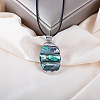 Oval Alloy Pave Dyed Natural Shell Pendant Necklaces FS-WGA0329-05-1