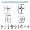 WADORN 130Pcs 13 Styles Tibetan Style Cross Alloy Pendants FIND-WR0011-41-2