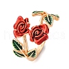 Zinc Alloy Enamel Open Cuff Rings for Women RJEW-U058-01G-4