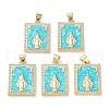 Rack Plating Brass Micro Pave Clear Cubic Zirconia Pendants KK-C041-06E-G-1