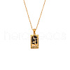 Rhinestone Tarot Card Pendant Necklace with Enamel PW23032742555-1