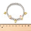 Brass Enamel Round Beads Charm Bracelets for Women BJEW-D317-11E-PG-5