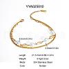 Elegant Stainless Steel & Imitation Pearl Double Layer Link Chain Anklets HM7489-8-2