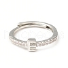 Clear Cubic Zirconia Initial Letter Adjustable Ring RJEW-C052-01P-E-2
