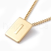 Titanium Steel Initial Letter Rectangle Pendant Necklace for Men Women NJEW-E090-01G-09-1