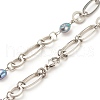 304 Stainless Steel Oval & Ring Link Chains Necklace with Natural Pearl Beaded for Women NJEW-JN03873-1