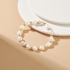 Mother's Day Jewellery Natural Keshi Pearl Beaded Bracelet with Brass Clasp for Women BJEW-JB08867-01-5