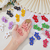 FIBLOOM 9 Pairs 9 Colors Alloy Flower Dangle Stud Earrings for Woman EJEW-FI0001-72-3