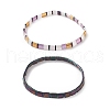 2Pcs 2 Style Glass Seed Rectangle Beaded Stretch Bracelets Set BJEW-JB09035-3