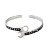 304 Stainless Steel Enamel Spanner Shaped Open Cuff Bangles for Women BJEW-M316-06P-2