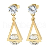 Ion Plating(IP) 304 Stainless Steel Triangle Dangle Stud Earrings EJEW-D083-12G-1