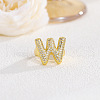 Brass Micro Pave Clear Cubic Zirconia Cuff Rings FS-WGF2B82-20-1
