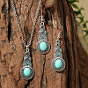 Bohemian Style Zinc Alloy & Synthetic Turquoise Pendant Necklaces & Dangle Earrings Sets WG40DB6-05-1