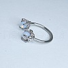 Double Claws 304 Stainless Steel Cubic Zirconia Hoop Lip Rings FS-WG1AB27-23-2