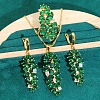 Leaf Brass with Cubic Zirconia Pendant Necklace & Hoop Earring & Ring FS-WGD46EA-10-1