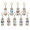 9Pcs Natral Gemstone Keychain KEYC-JKC01235-1