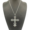 Vintage Baroque Style Alloy Crystal AB Rhinestone Cross Pendant Necklaces NR4788-1