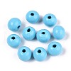 Spray Painted Round Natural Schima Wood Beads WOOD-A018-8mm-09-1