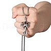 Alloy & 201 Stainless Steel & Rhinestone Dinosaur Wrapped Sword Pendant Necklaces for Men FS-WGFE8C1-04-3