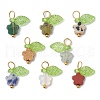 80Pcs 8 Styles Natural Gemstone Flower Charms PALLOY-JF03765-2