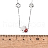 304 Stainless Steel FireBrick Enamel Ladybug Clover Link Chain Necklaces NJEW-R026-11P-5