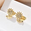 Brass Micro Pave Clear Cubic Zirconia Stud Earrings EJEW-D305-09G-5