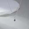 Fashionable 925 Sterling Silver Micro Pave Clear Cubic Zircon Bule Evil Eye Teardrop Pendant Necklaces for Women CK8149-1