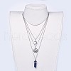 Bullet Natural Lapis Lazuli Pendant Tiered Necklaces NJEW-JN02457-03-6