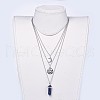 Bullet Natural Lapis Lazuli Pendant Tiered Necklaces NJEW-JN02457-03-6