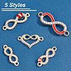 CHGCRAFT 50Pcs 5 Style Alloy Rhinestone connector Charms ALRI-CA0001-12-5